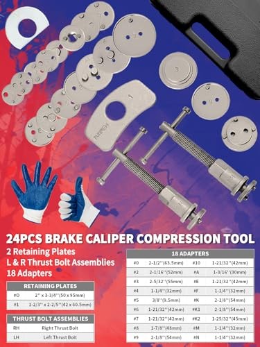 Brake Caliper Compression Tool 24-Piece Heavy Duty Disc Brake Piston Caliper