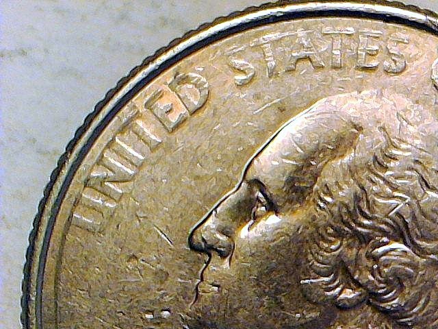 2002 P OHIO QUARTER PUNCHED THROUGH GREASE & RIM ERROR