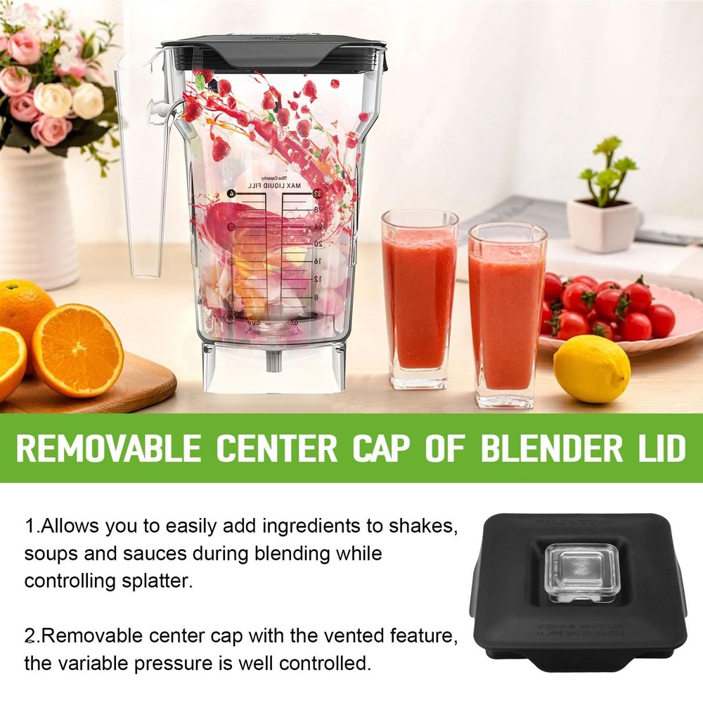 Blender Latching Lid Replacement For Blendtec Commercial Wildside & no, Black