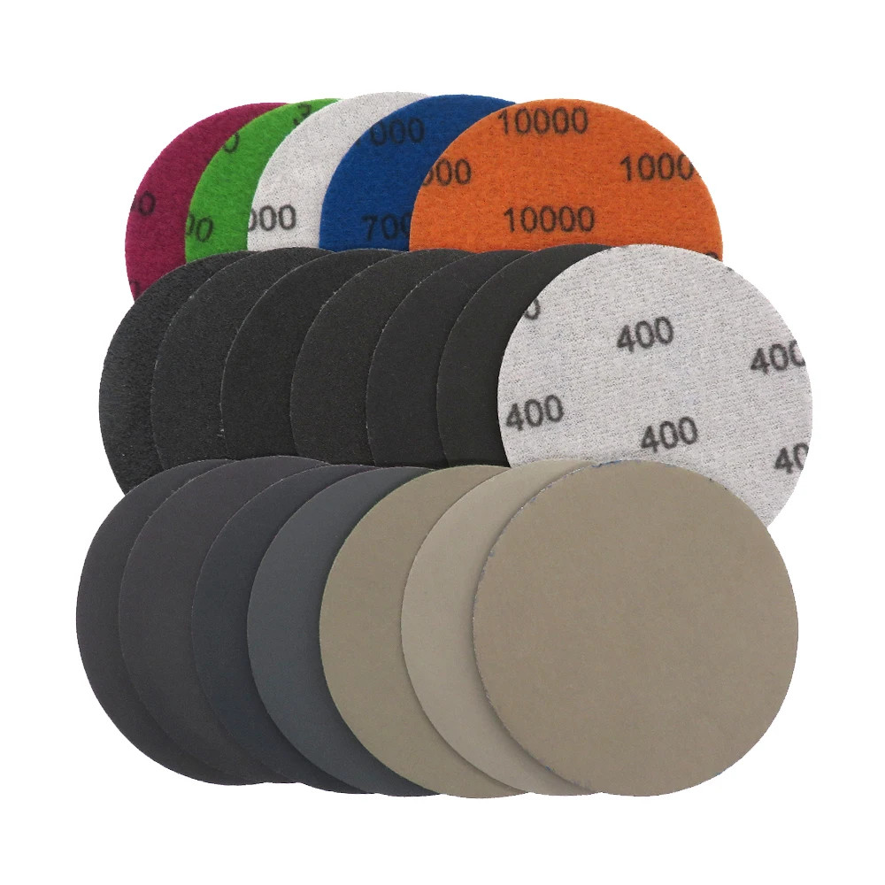 100Pcs 3 Inch 75mm Waterproof Sanding Discs Hook Loop Silicon Carbide Sandpaper
