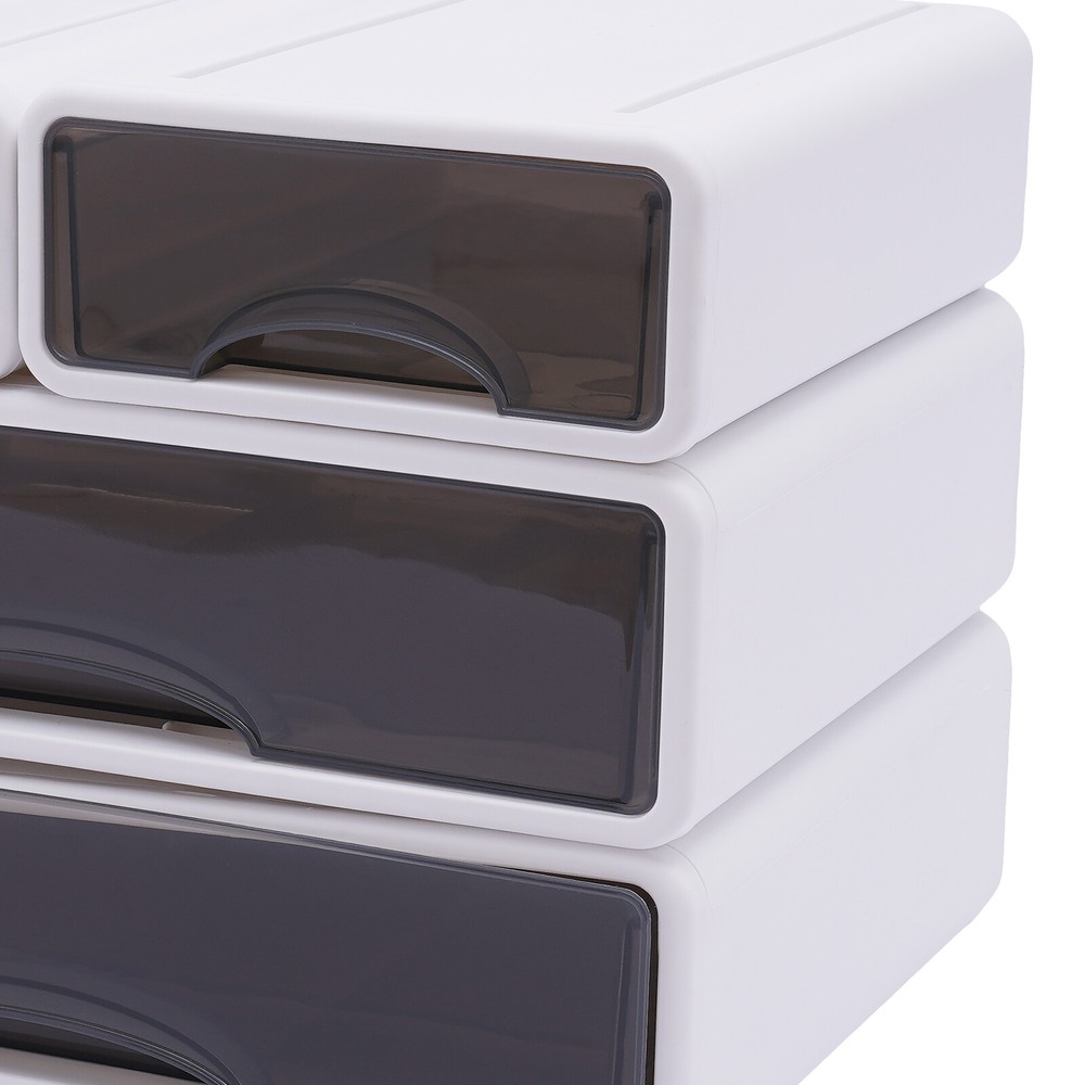 Office Storage Box with 4 Drawers Plastic Stackable Storage Drawers Organizer