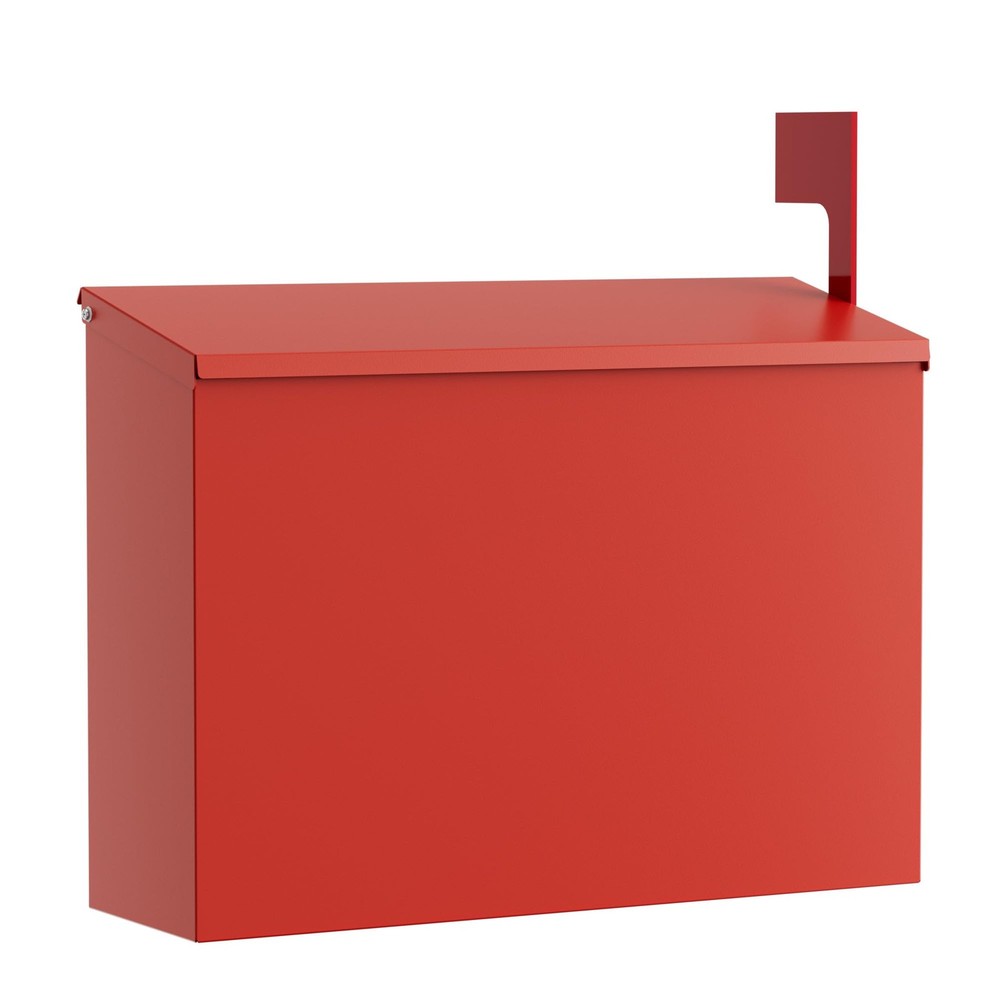 Red Wall Mount Mailbox Large Capacity Rust Proof Post Box 10.5x4.3x14.2