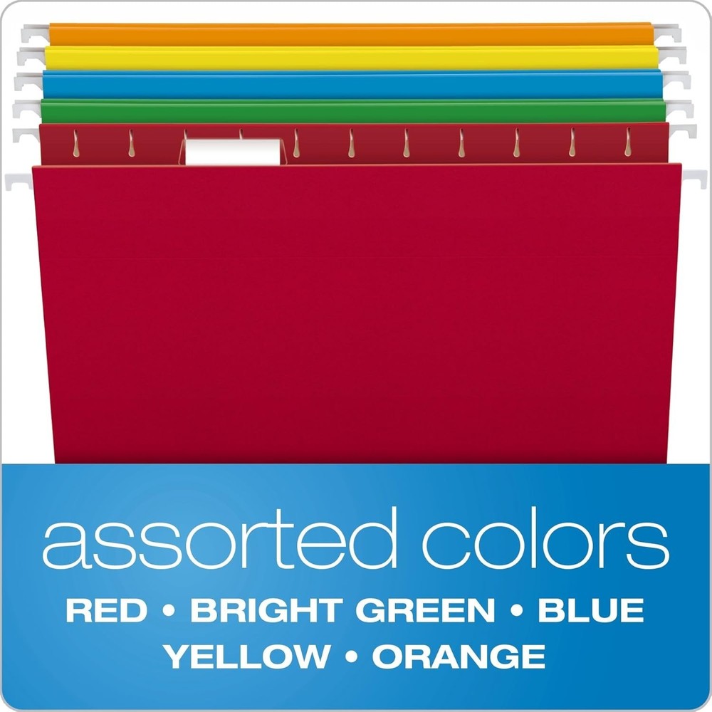 Hanging File Folders Recycled Assorted Colors Letter Size 25 Pack