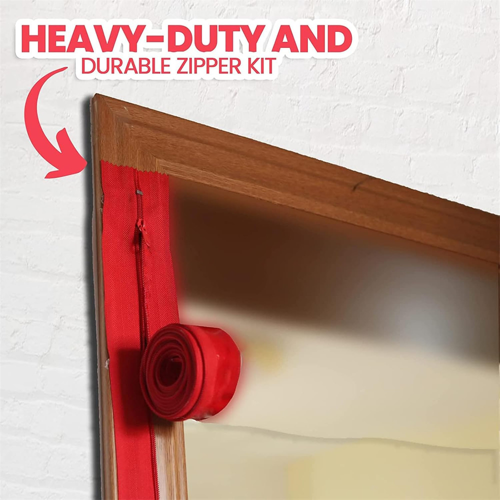 12-Pack Heavy-Duty Dust Zippers - Self-Adhesive Door Zipper System