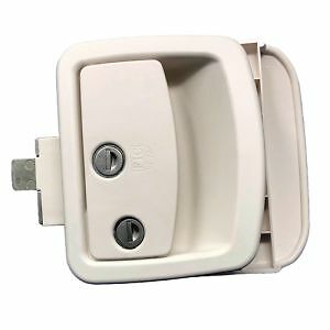 White Leonardo New Style RV Camper Trailer Entry Door Lock Fastec FIC LEO-WHT