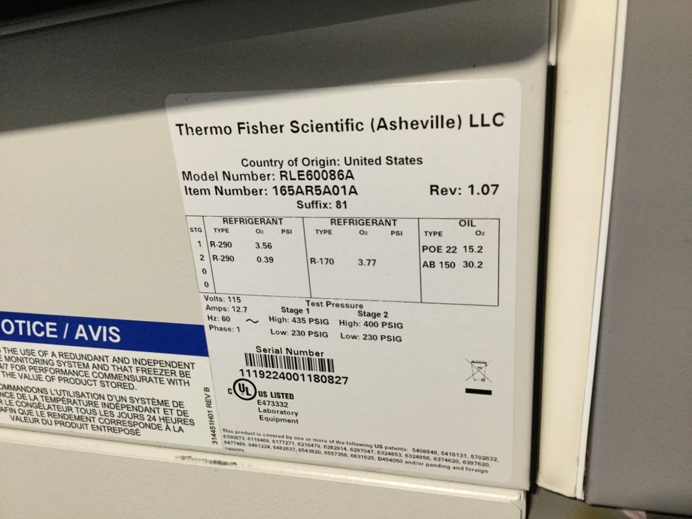 THERMO TSX60086A ULTRA LOW FREEZER TEMPERATURE DOESN'T CHANGE