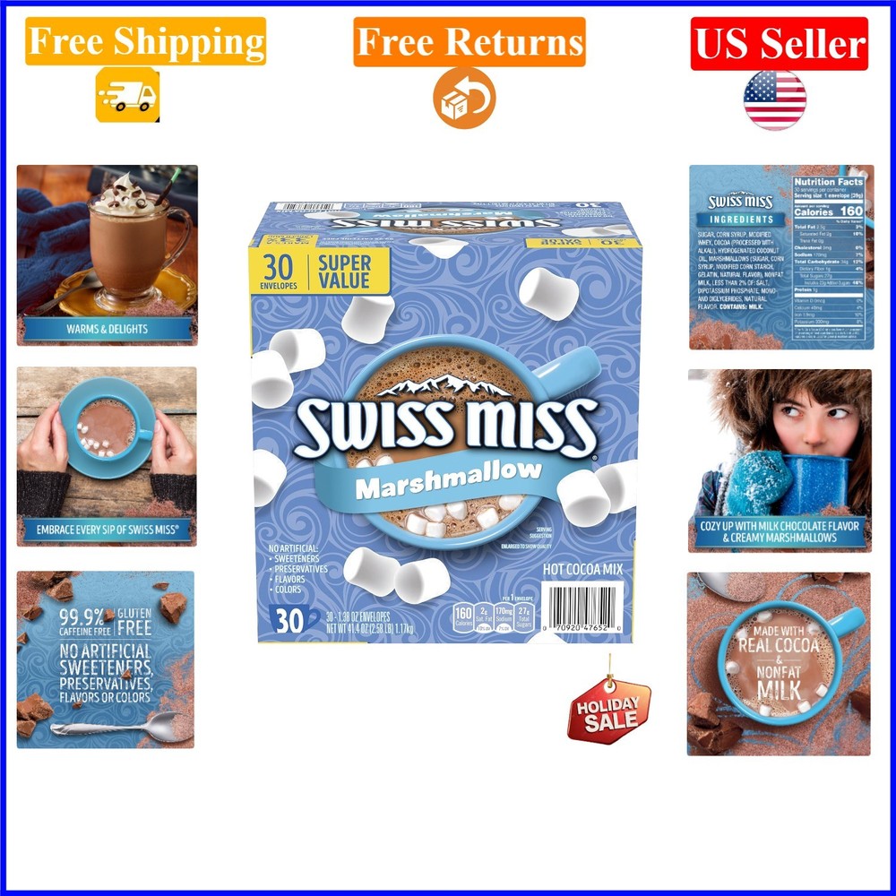 30-Count Chocolate Hot Cocoa Mix with Mini Marshmallows, 1.38 oz. Packets