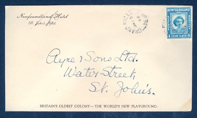 NEWFOUNDLAND 1948 NFLD HOTEL ST JOHN'S c/c