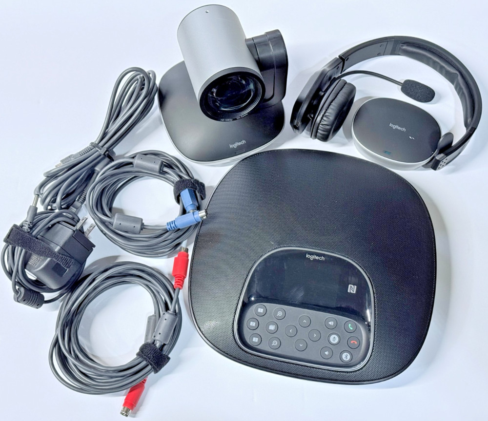 Complete Logitech GROUP Video Conferencing System Duplex Speakerphone TESTED