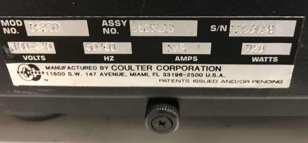 Coulter LS 230 Laser Diffraction Particle Size Analyzer / Small Volume Module
