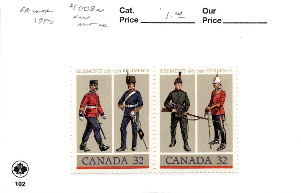 Canada, Postage Stamp, #1008a Mint NH, 1983 Army Uniforms (AD)