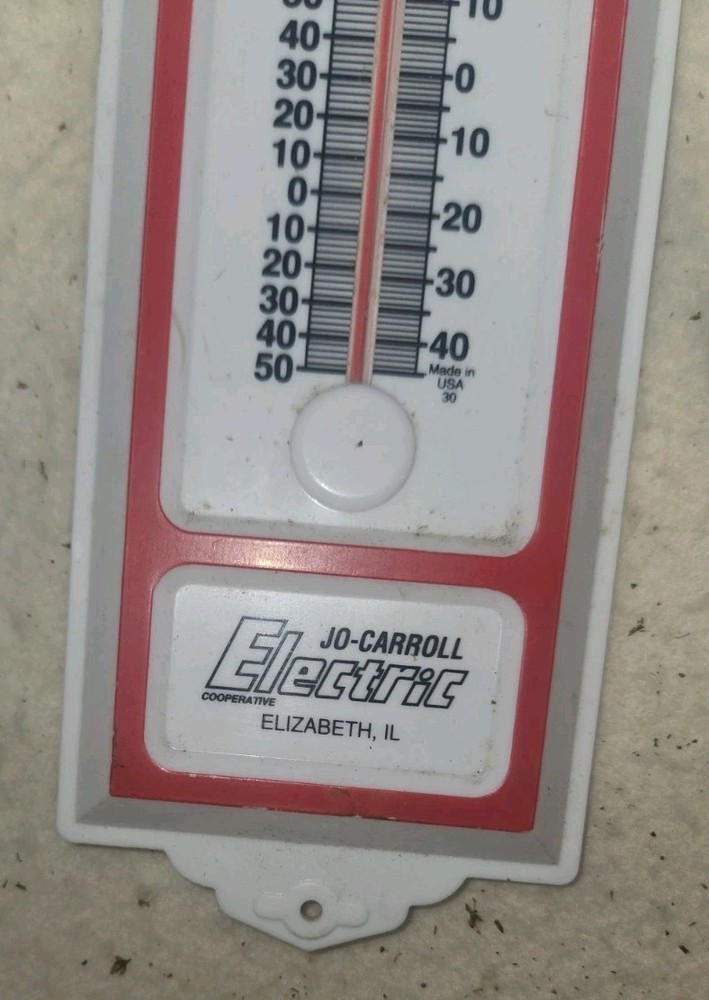 Jo Carroll Electric Elizabeth Illinois Plastic Thermometer