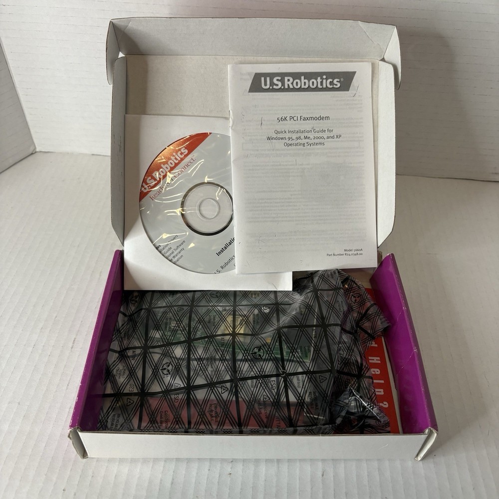 USR U.S.Robotics 56K PCI Faxmodem Model 5660A Retail Open Box w/ Box, CD, & Man