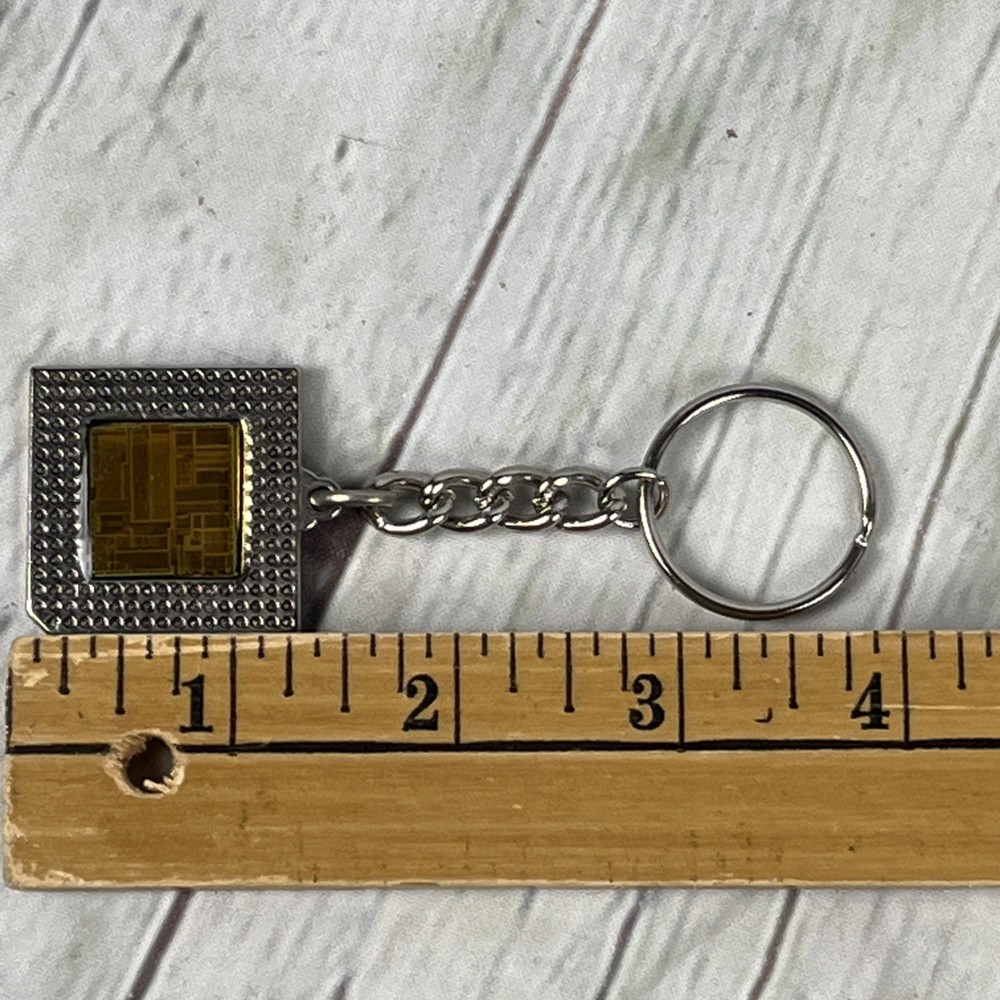 Vtg 1992 Intel Pentium Processor Prototype Keychain with Microchip 1.25"