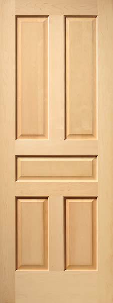 5 Panel Raised Clear Hard Maple Stain Grade Solid Core Interior Wood Doors Door
