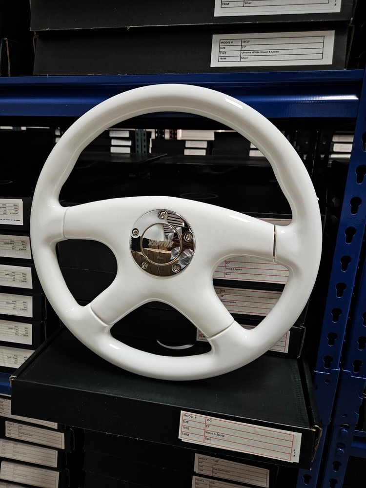 RAPTOR 15" WHITE WOOD STEERING WHEEL