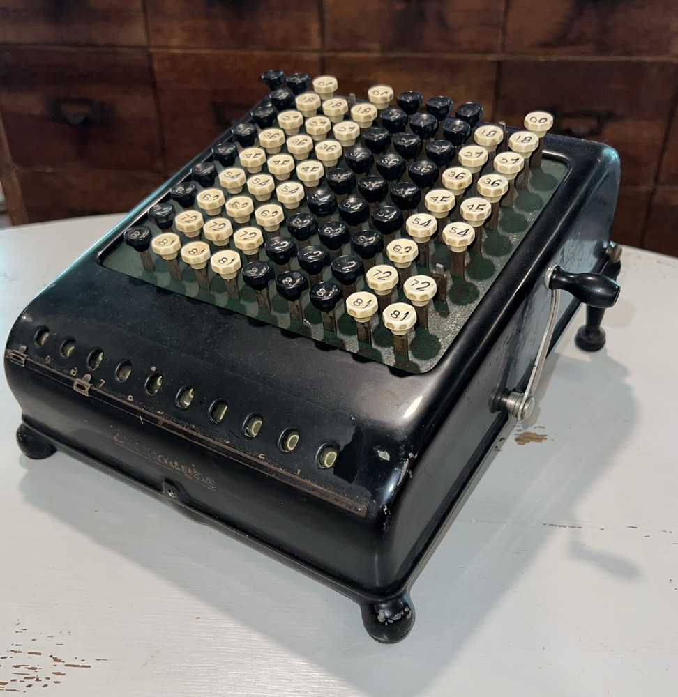 Antique Burroughs Class 5 10 Column Key Driven Calculator Adding Machine Decor
