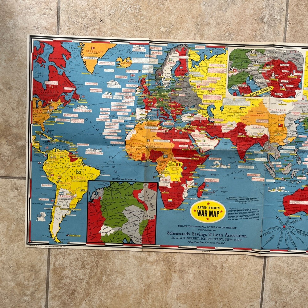 WW2 War Map 1942 Dated Events