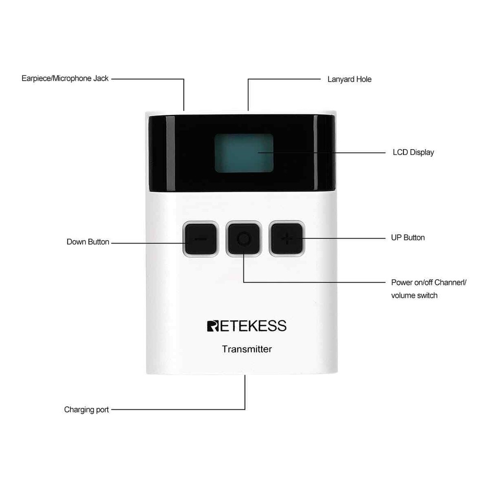 Retekess TT122 Wireless Tour Guide System Transmitter Lavalier Microphone Church