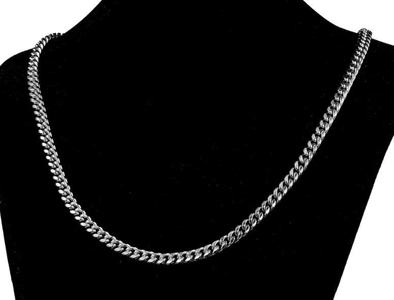 10K Solid white Gold 6-18mm Curb Link Chain Necklace