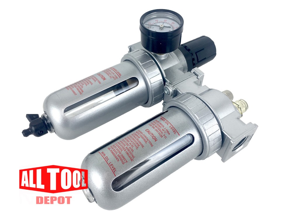 1/4" Mid Flow Air Moisture Filter Regulator Oiler Separator Lubricator Combo