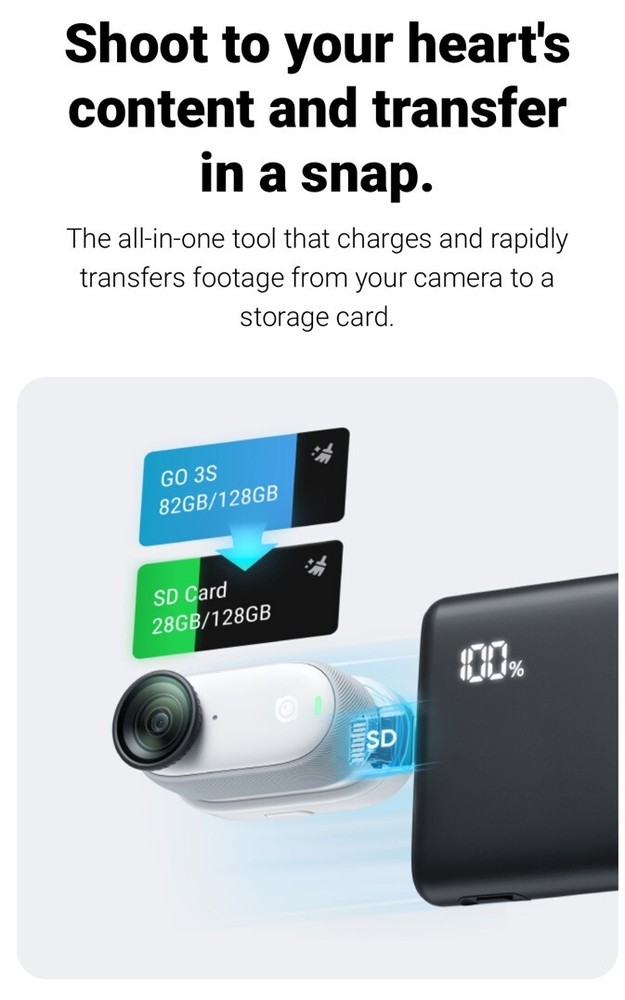 Original Insta360 GO 3/GO 3S Quick Reader - High-Speed Data Transfer Accessory