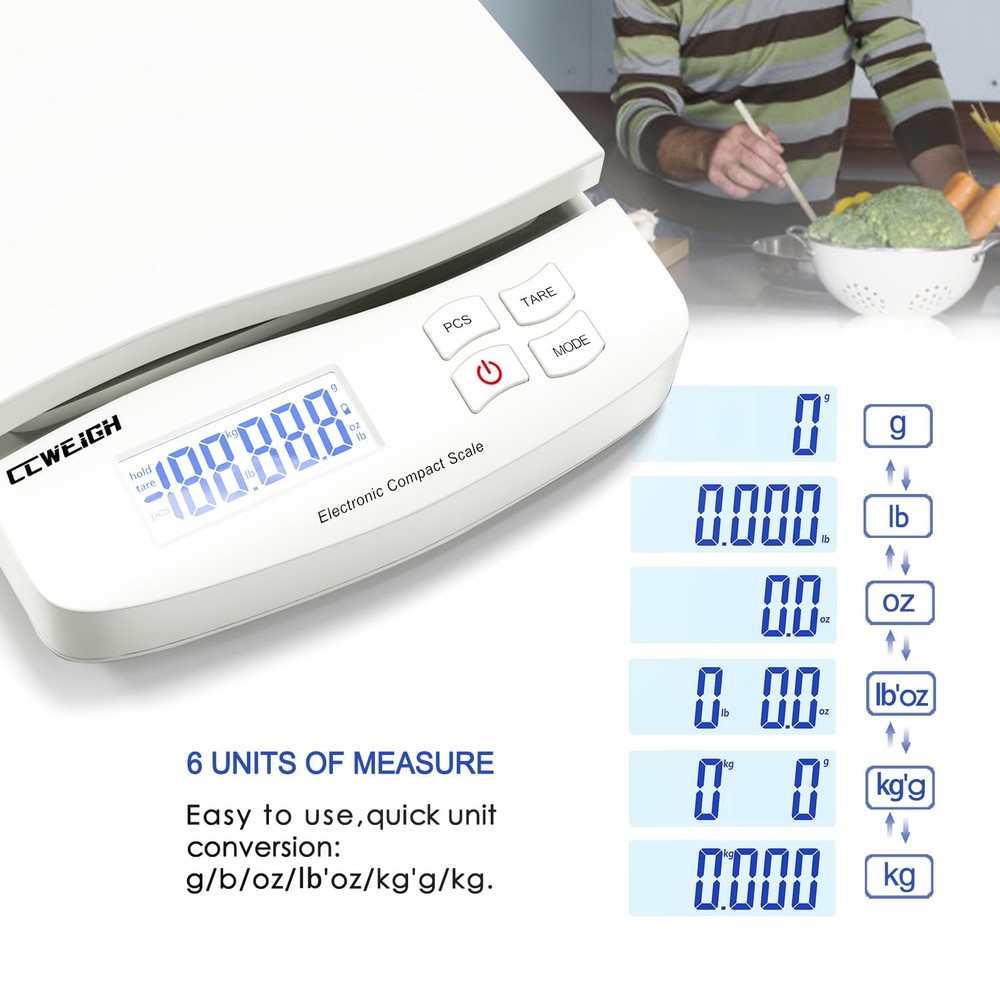 Digital Postal Scale 30kg 6 Units Conversion Large LCD Display for Packages