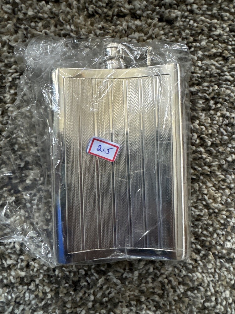 925 Sterling Silver Hallmarked Hip Flask, 215 grams Approx