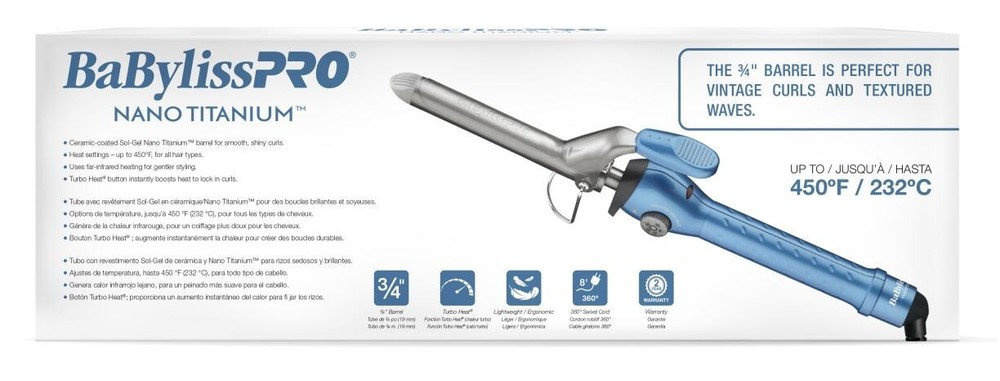 BaBylissPRO Nano Titanium ¾" Spring Curling Iron | BNT75S