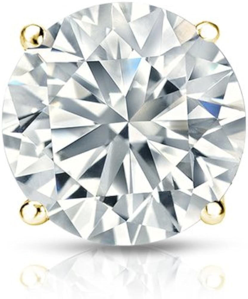 14K Yellow Gold Round Lab Grown Diamond Men's Single Stud Earring 0.50ctw