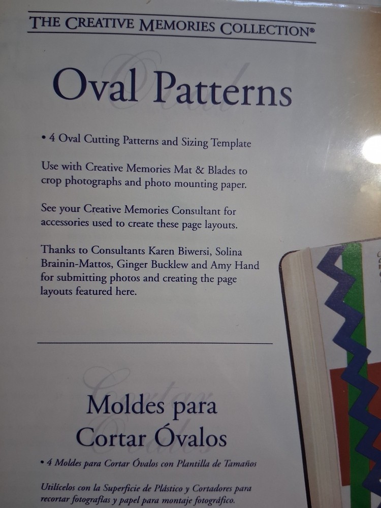 Creative Memories Custom Cutting System 4 Oval Pattern Template Set Scrapbooking
