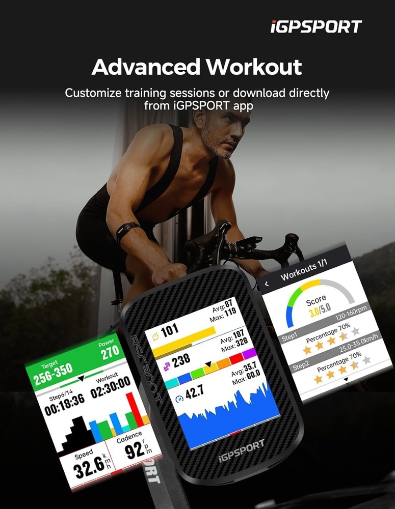 Wireless Bike Computer GPS, Touchscreen Offline MAP Navigation Off Course War...