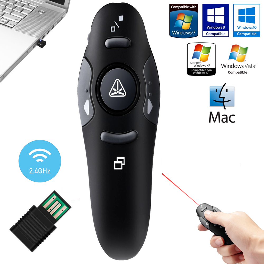 Wireless Presenter Laser Pointer Remote Control USB PPT Presentation Clicker