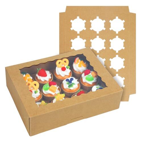 6-Set Cupcake Boxes Hold 12 Standard Cupcakes, Auto-Popup Cupcake Containers