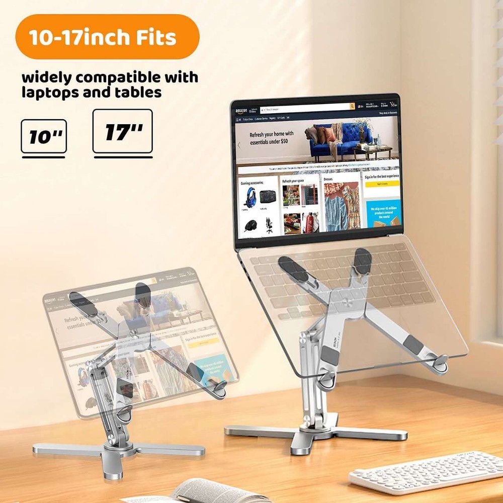 Moallia Laptop Stand with 360 Rotating Base, Computer Notebook Silver