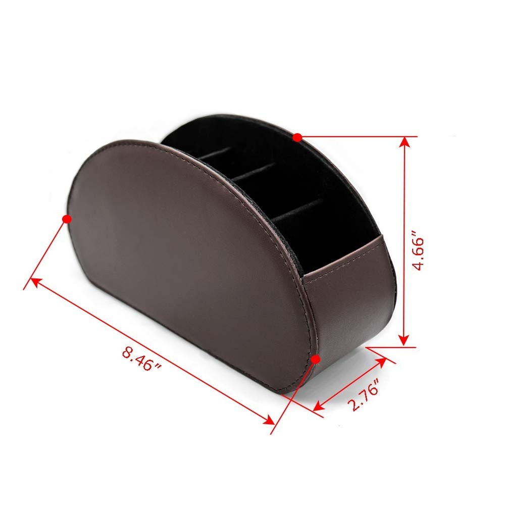 Remote Control Holder Organizer Table Desk Leather Storage TV with 5 Spacious