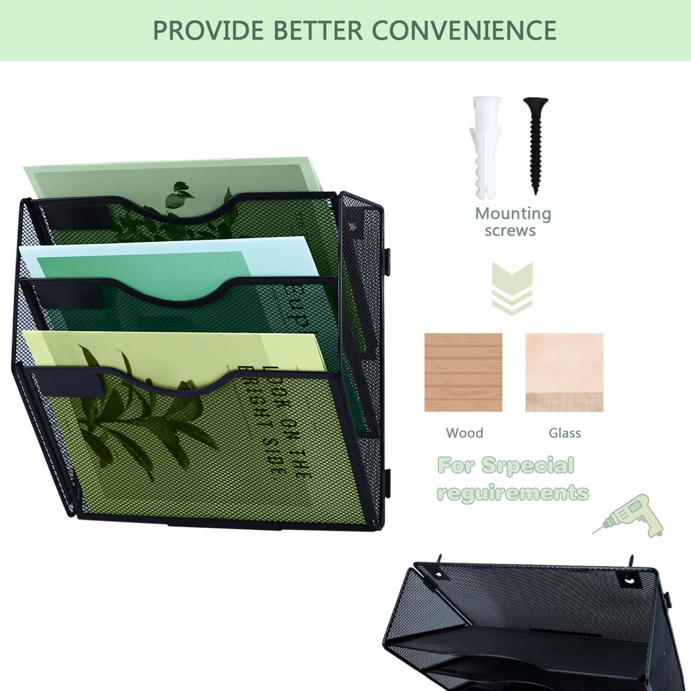 IOUGDSEC 3 Tier Mesh Hanging File Organizer Vertical Wall 3