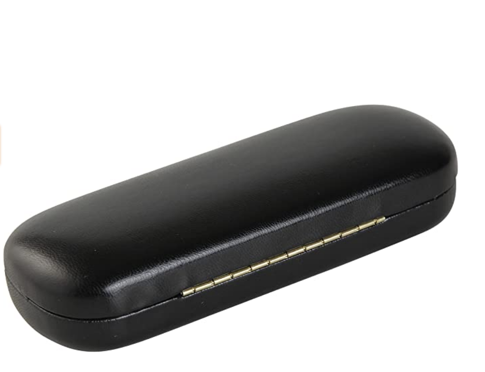 Hard Shell Eyeglass Case Clamshell for Small Frames, Reading Glasses (Black)