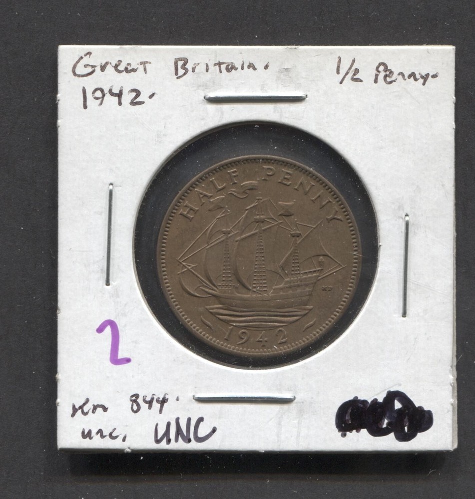 1942-Great Britian-1/2 Penny-UNC