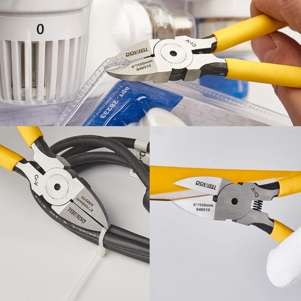 DOWELL Micro Wire Cutter Diagonal Flush Cutters 6 Inch Precision Side Yellow