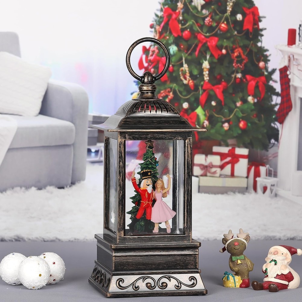 Christmas Snow Globe Decorations, Musical Glitter Nutcracker Lantern with 6H ...