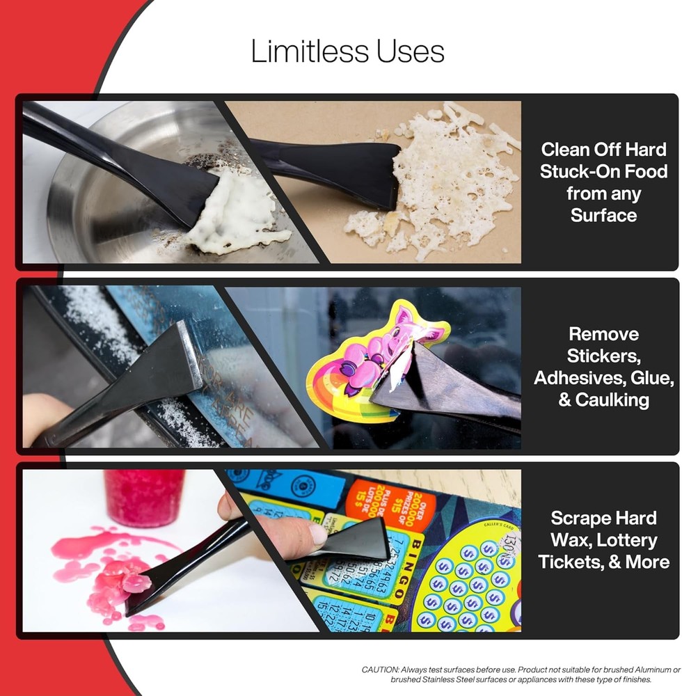 Plastic Scraper Tool, 2 Pack, Non-Scratch, 1.7 Inch Wide Blade, Long Ergonomic H