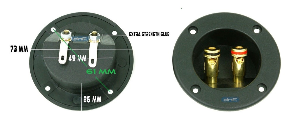 (2 PACK) SPEAKER BOX TERMINAL ROUND SPRING CUP CONNECTOR SUBWOOFER ENCLOSURE