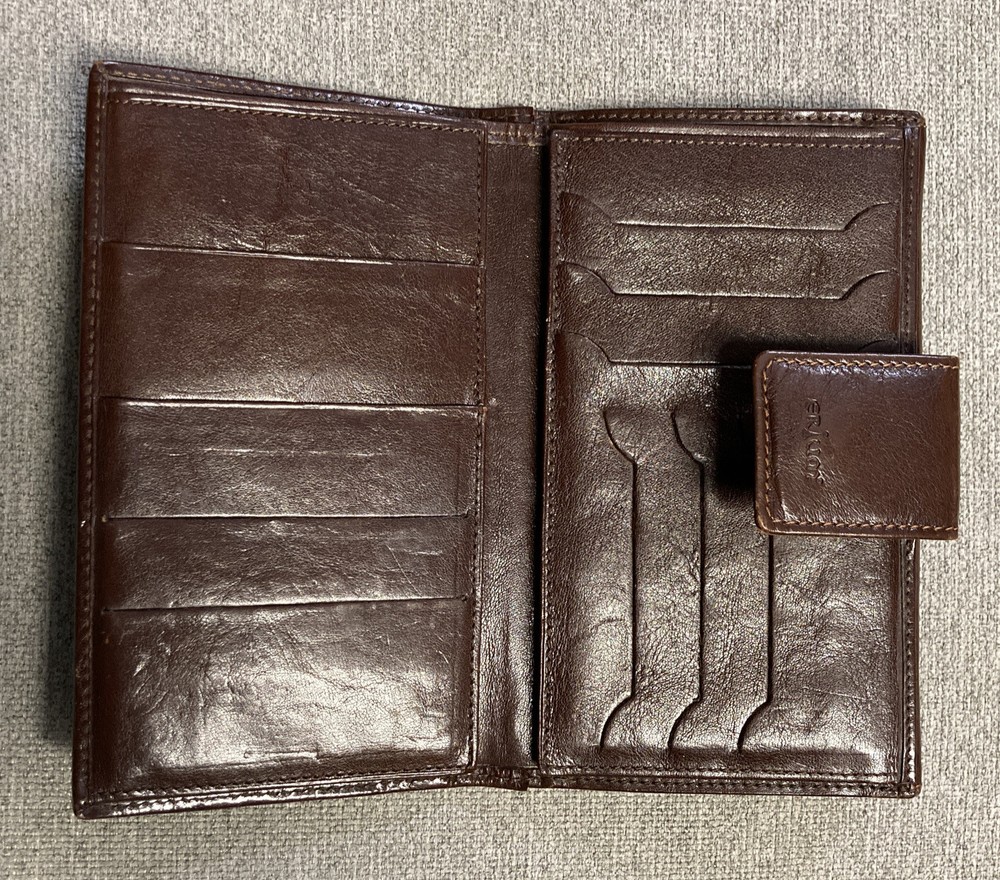ERIUM Brown Leather Vintage Wallet Check book Organizer