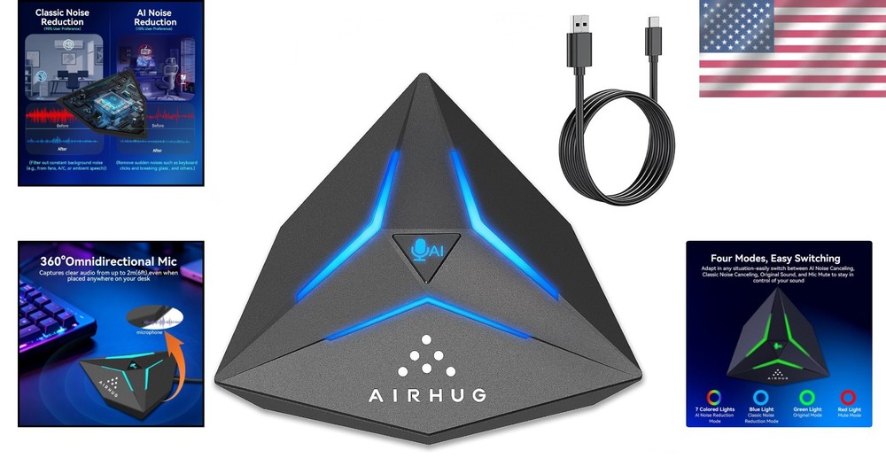 Omnidirectional USB Microphone with 4 Lighting Modes for Video Conferencing