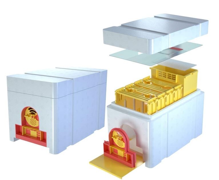 Deluxe Mini Mating nuc Box Queen Bee Rearing Plastic Styrene Foam box 4-frame