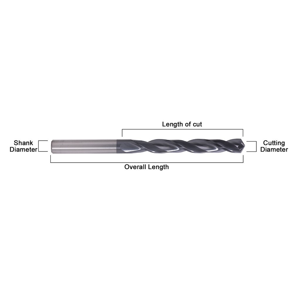 2Pcs 118° Point Angle 1/4"x2"x3-1/4" Solid Carbide Drill Bits - AlTiN Coated