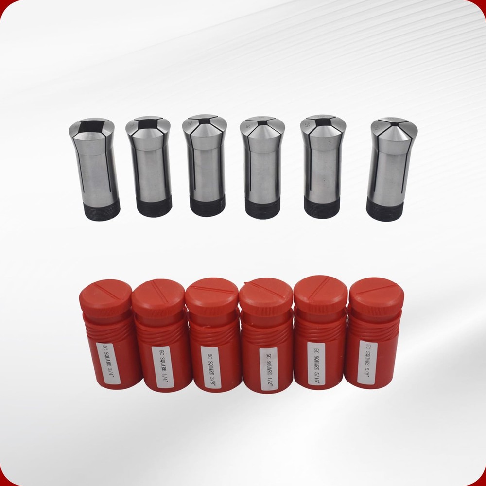findmall 5C Square Collet 6 PC Set 1/4", 6pcs square collet set