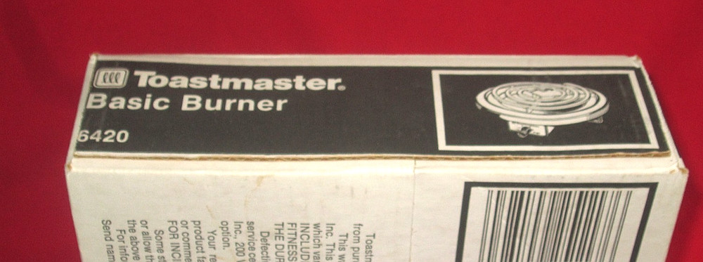 NEW! FACTORY SEALED! Toastmaster Basic Burner Single Burner Buffet Range #6420