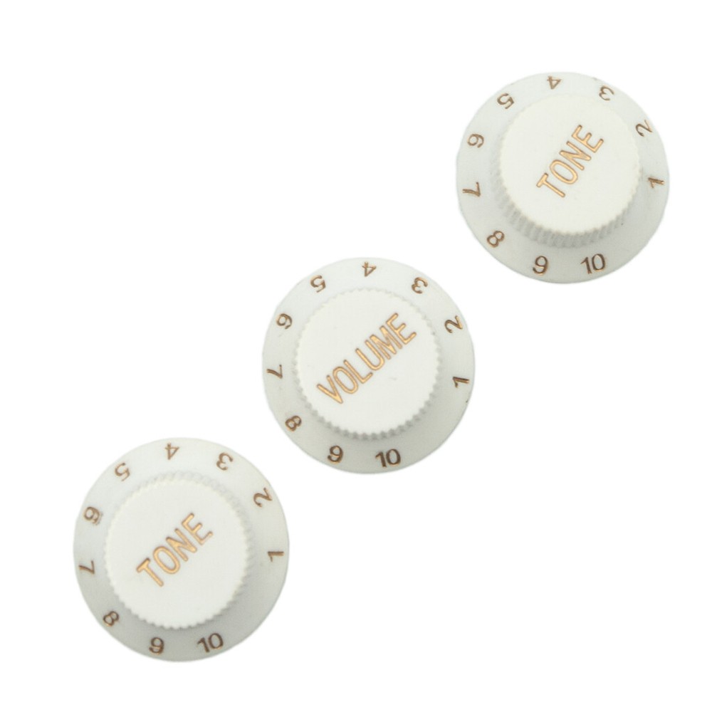 White Guitar Switch Knobs 1 Volume 2 Tone Control Knobs With Adjustable Numbers